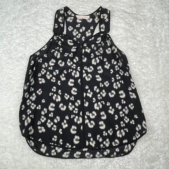 Rebecca Taylor Silk Floral Print Blouse Tank Black - Picture 2 of 8